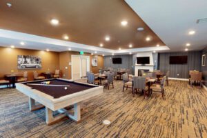 Senior living residence bar and activity room