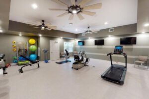 Senior living facility fitness center constructed by DMK Development